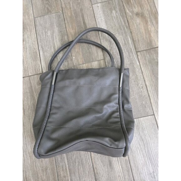 NEIMAN MARCUS Dark Gray Faux Pebbled Vegan Leather Shoulder Tote Bag Purse. Y2K - Picture 4 of 8